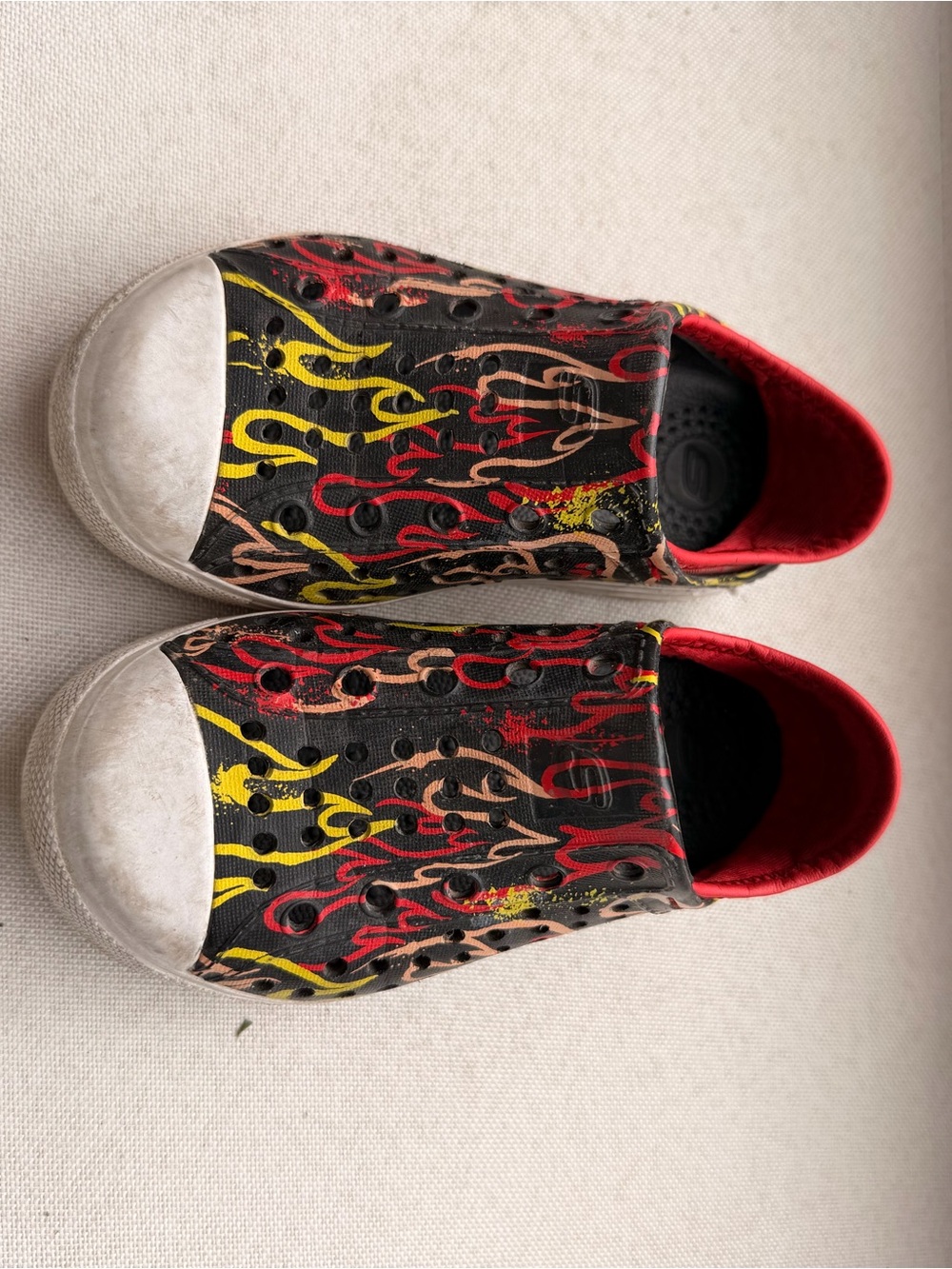 Skechers Kids Black Red Yellow Flame Slip-On Sandals